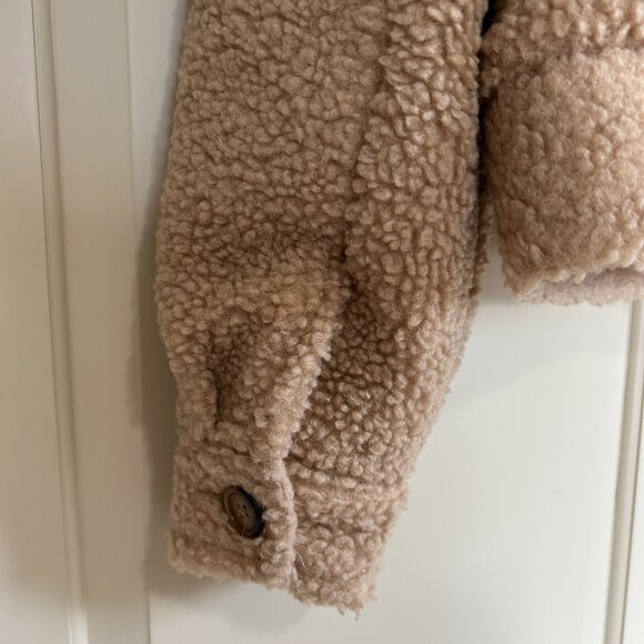 Tan Teddy Jacket Light Brown Faux Shearling Coat Lined SHEIN MSRP $30 Size Small - Picture 5 of 5